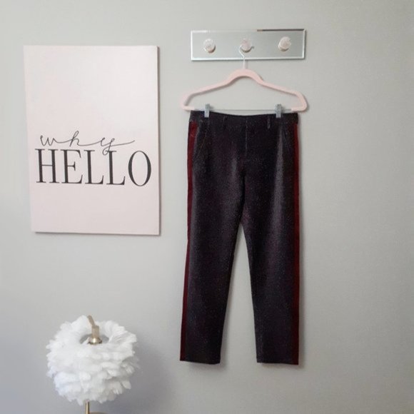 NWT Scotch & Soda black sparkly velvet stripe pants - Picture 8 of 13